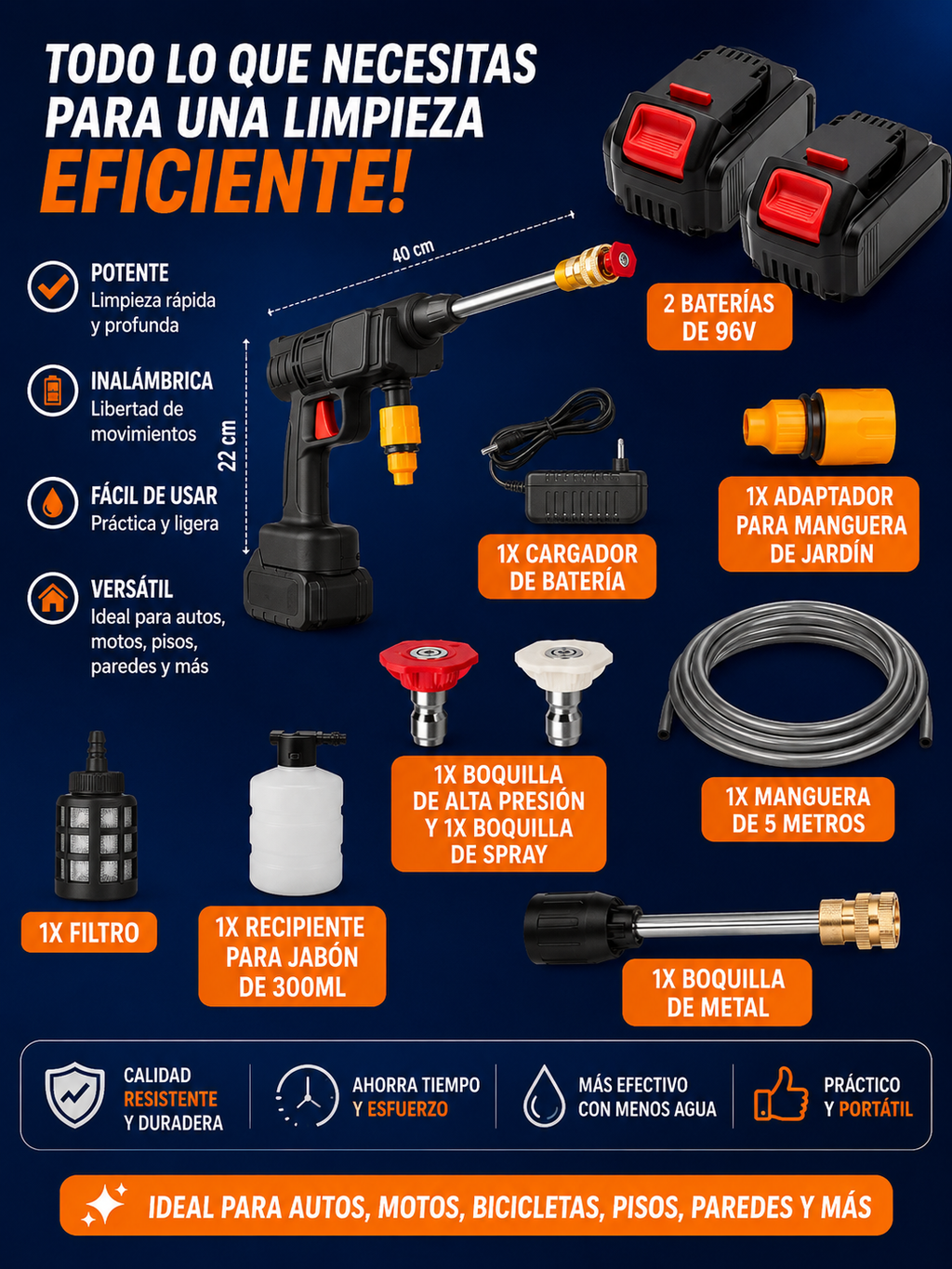 🚗 Hidrolavadora Inalámbrica 48V | Lava tu Auto Sin Manguera en Minutos