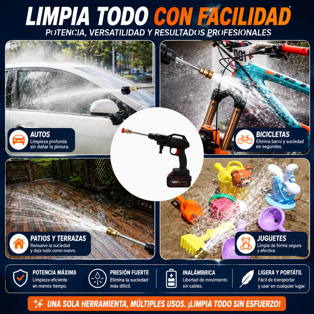 🚗 Hidrolavadora Inalámbrica 48V | Lava tu Auto Sin Manguera en Minutos